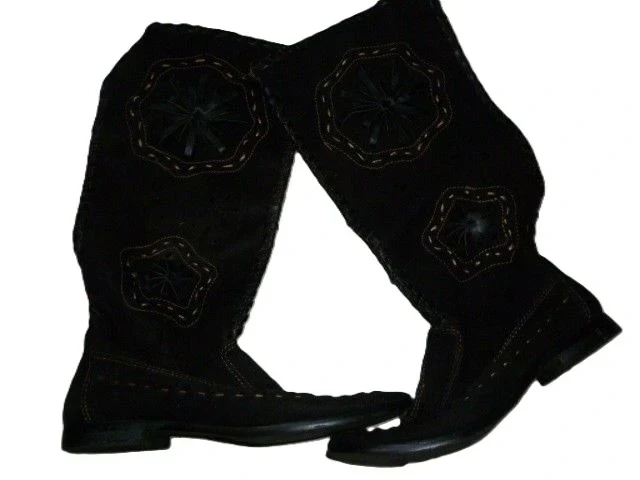 summer boots in nubuck Indian style black size 37 – photo 2